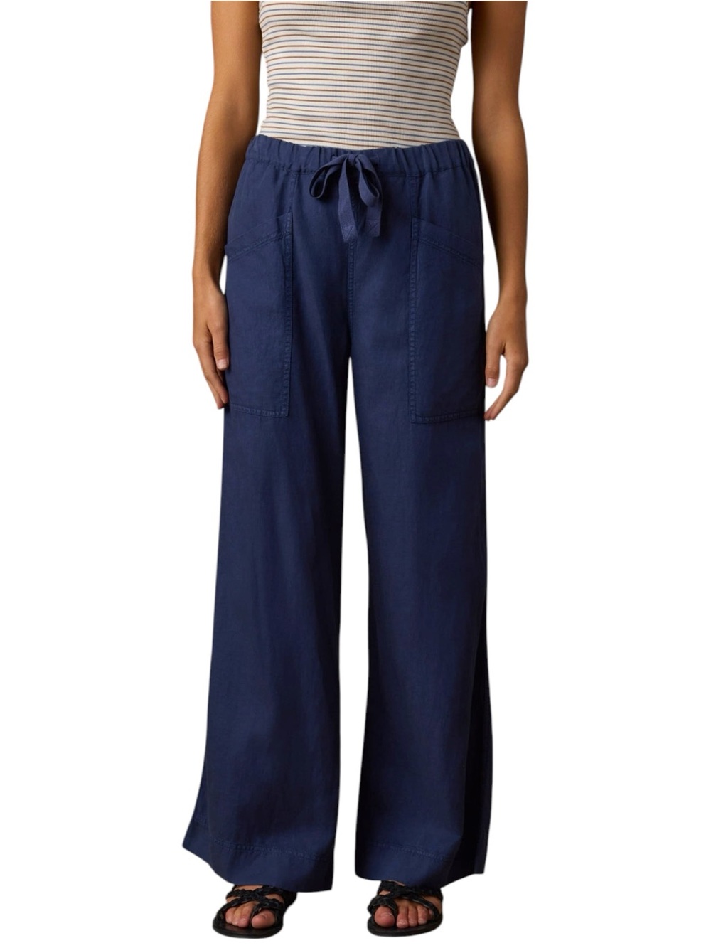 NWT Faherty Topanga Drape Linen Blend Relaxed Pant size Small - Spellbound Blue